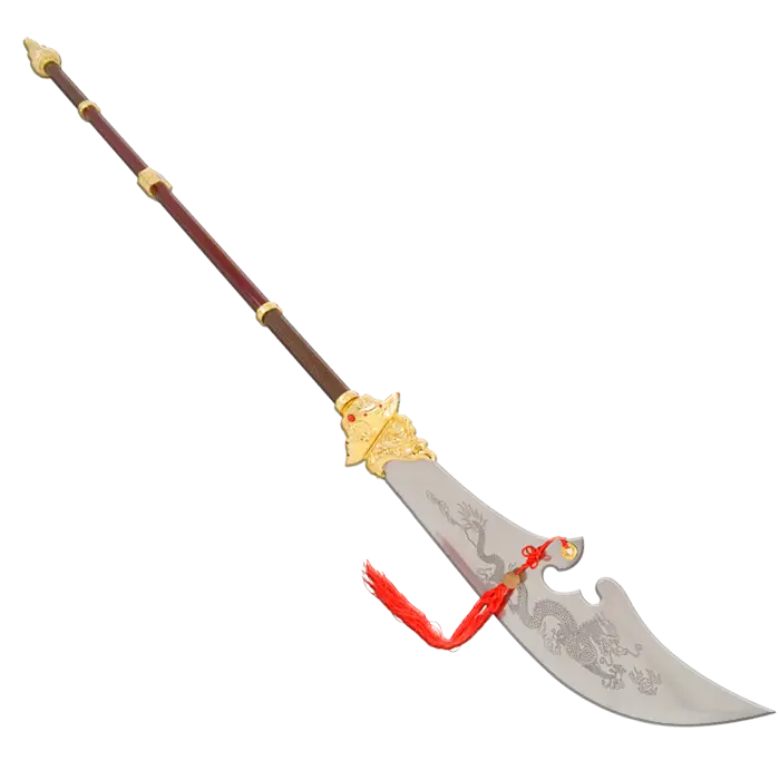 Armes d'Hast Guan Dao avec une gravure d'un dragon