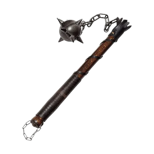 Fléau d'arme en bois et à piques en acier